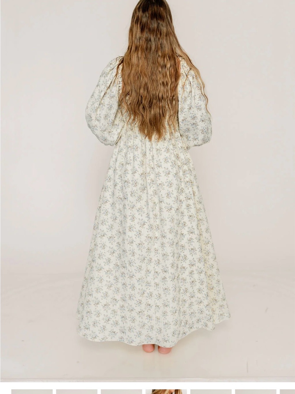 Smocked Square Neck Maxi Dress in Cream Floral - Picture 2 of 5